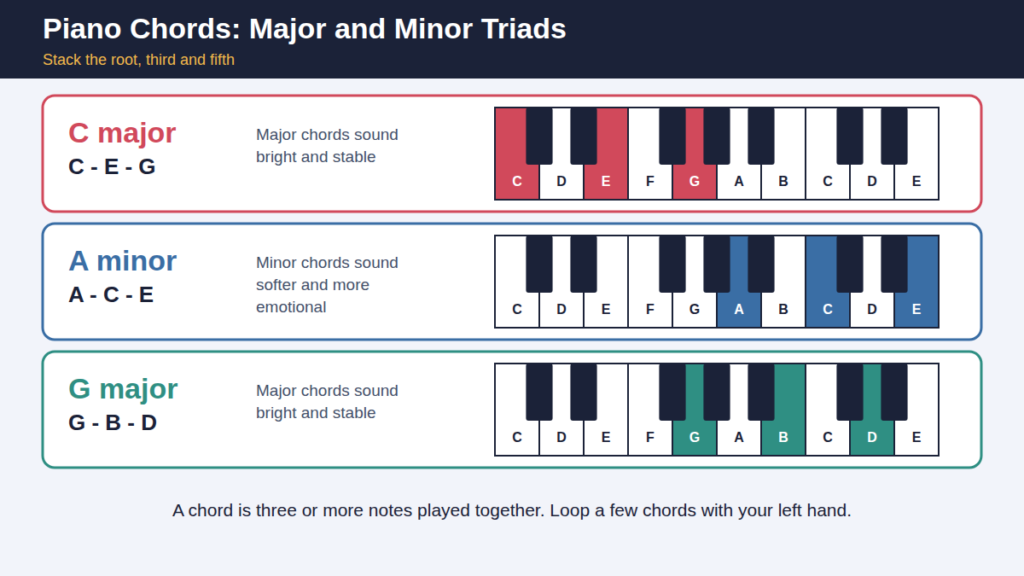 7. piano chords major minor triads
